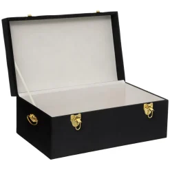 maxibazar Malle Velours Night Noir D.49X29X19.5Cm- Mobilier Romance