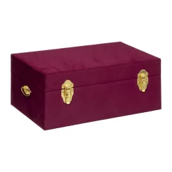 maxibazar Malle Velours Night Rubis D.41X24X16.5Cm- Mobilier Romance