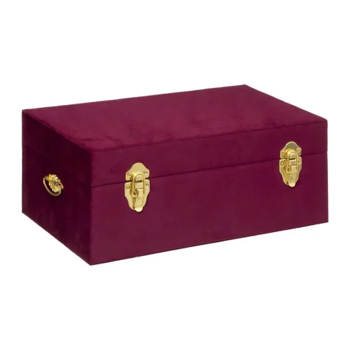 maxibazar Malle Velours Night Rubis D.41X24X16.5Cm- Mobilier Romance