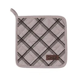 maxibazar Manique Chef Carreaux 20X20Cm Taupe- Gants De Cuisine Et Maniques