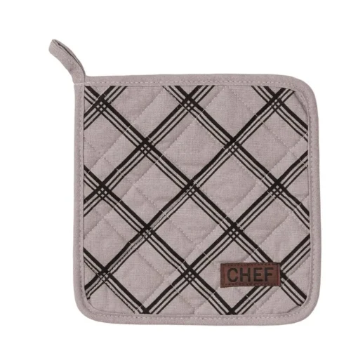 maxibazar Manique Chef Carreaux 20X20Cm Taupe- Gants De Cuisine Et Maniques