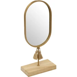 maxibazar Miroir Metal Bois Rivi H.35Cm- Decoration Murale