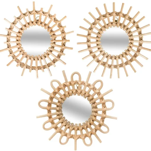 Atmosphera Miroir Rotin Soleil X3 Pieces D.28Cm- Miroirs Deco