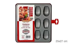 Moules Et Plats|* Moule 12 Madeleines Acier Anti Adherent Rouge Rossana