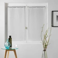 maxibazar Paire Droite Anneaux 2X60X120Cm Milza Blanc- Petits Vitrages