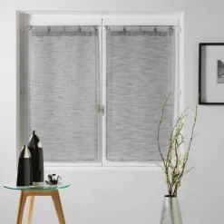 maxibazar Paire Droite Anneaux 2X60X120Cm Milza Anthracite- Petits Vitrages
