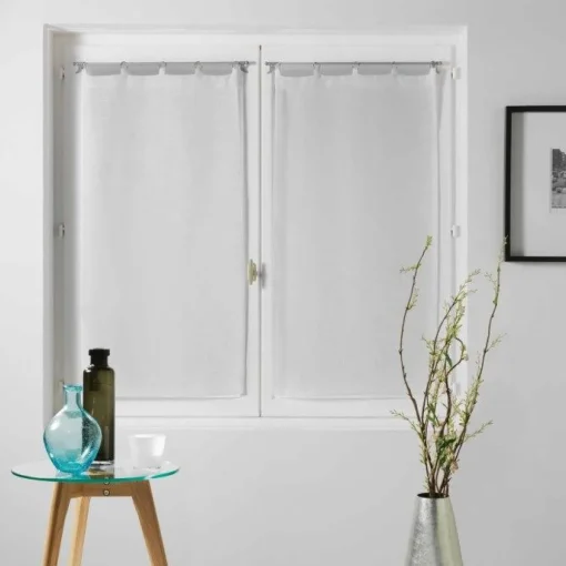 maxibazar Paire Droite Anneaux 2X60X90Cm Milza Blanc- Petits Vitrages