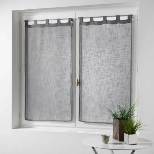 maxibazar Paire Droite Passants 2X60X160Cm Haltona Gris- Petits Vitrages