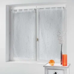 maxibazar Paire Droite Passants 2X60X120Cm Filiane Blanc- Petits Vitrages