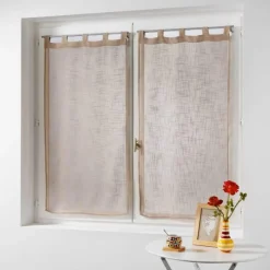 maxibazar Paire Droite Passants 2X60X120Cm Haltona Noisette- Petits Vitrages