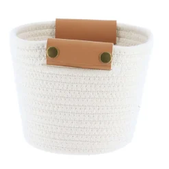 Rangement Salle De Bain|* Panier Coton Avec Poignees Blanc 17X14Cm