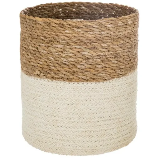 maxibazar Panier Jute Seagrass Blanc D.18X18Cm- Paniers Et Cagettes