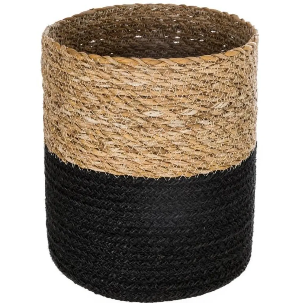 maxibazar Panier Jute Seagrass Noir D.27X27Cm- Paniers Et Cagettes