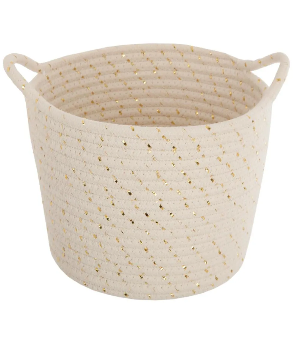 maxibazar Panier Lurex Blanc D.19.5X13Cm- Petits Rangements
