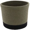 Rangement Salle De Bain|* Panier Rond Coton Kaki Noir D.19X16Cm