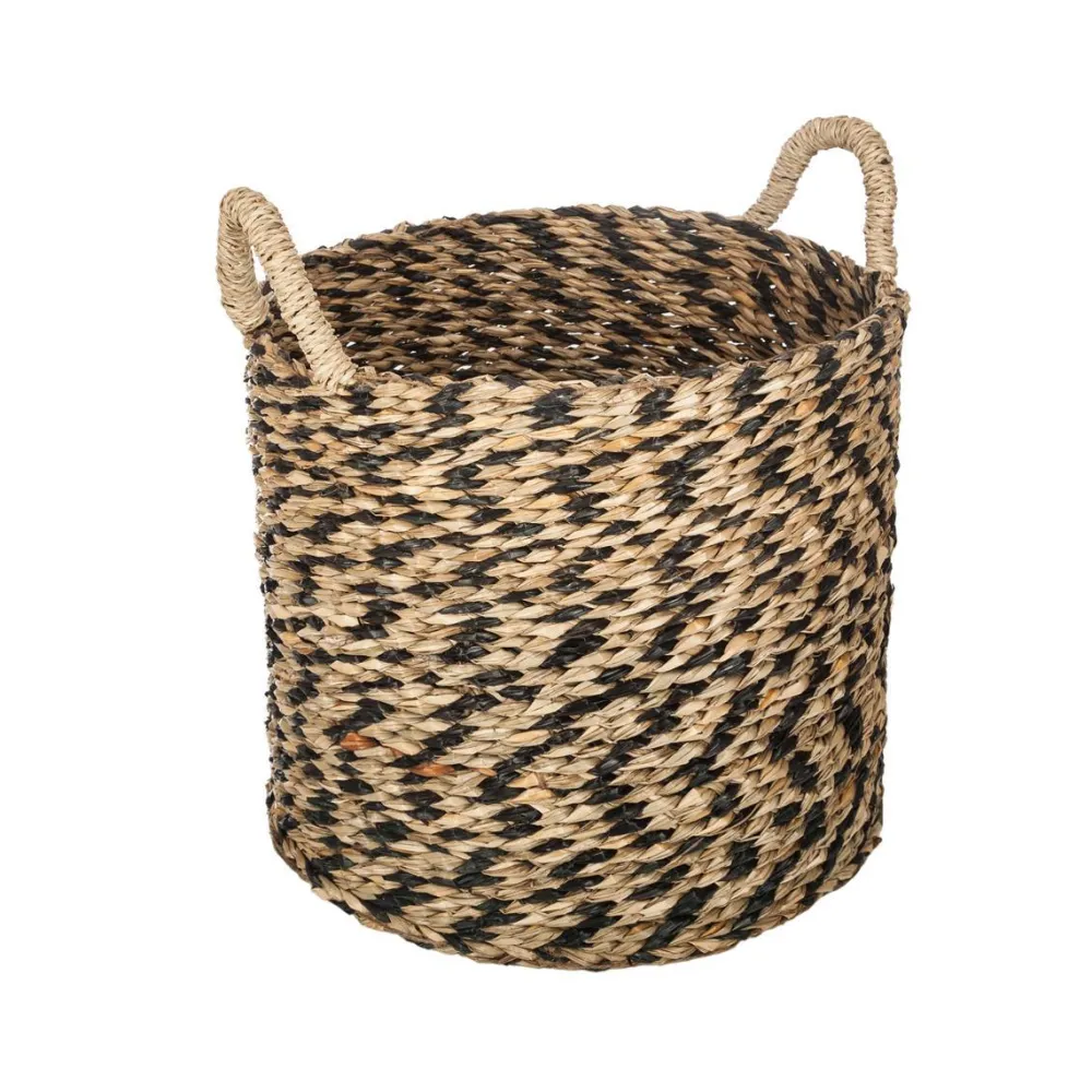 maxibazar Panier Seagrass Ethnique Rond D.30X26Cm- Paniers Et Cagettes
