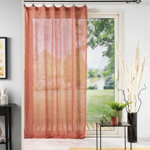 maxibazar Panneau A Anneaux 140X240Cm Tisse Linka Terracotta- Voilages