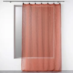 maxibazar Panneau A Anneaux 140X280Cm Voile Tisse Linka Terracotta- Voilages