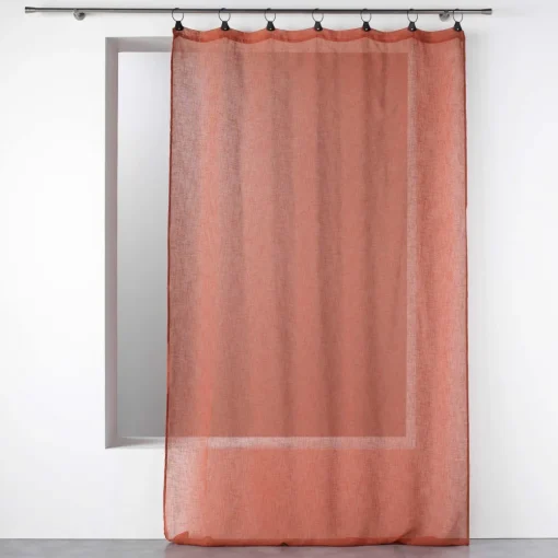 maxibazar Panneau A Anneaux 140X280Cm Voile Tisse Linka Terracotta- Voilages