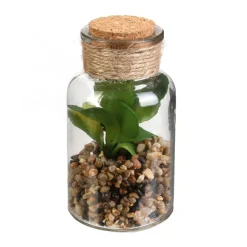 maxibazar Plante Artificielle Fiole Verre 13Cm- Compositions Florales