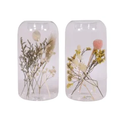 maxibazar Porte Bougie Verre Fleurs Sechees H.14Cm- Bougies, Senteurs Et Accessoires