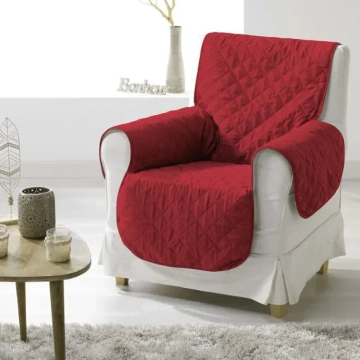 maxibazar Protege Fauteuil Mat. 165X179 Microfibre Uni Club Rouge- Housse De Chaise Et Canape