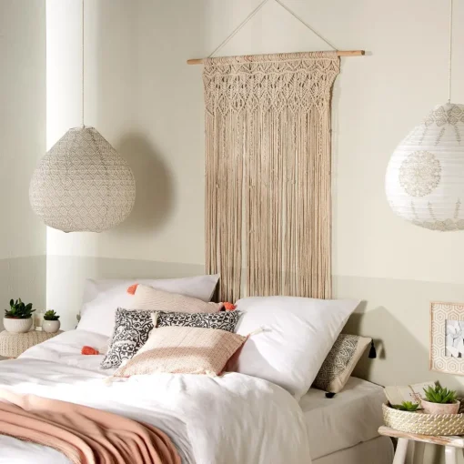 Atmosphera Rideau Fil Macrame Ivoire 90X200Cm- Textile Deco