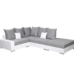 * Canapés D'Angle></noscript>Sonia Ad Conv Tissu Gris Lawa5 Pvc Blanc