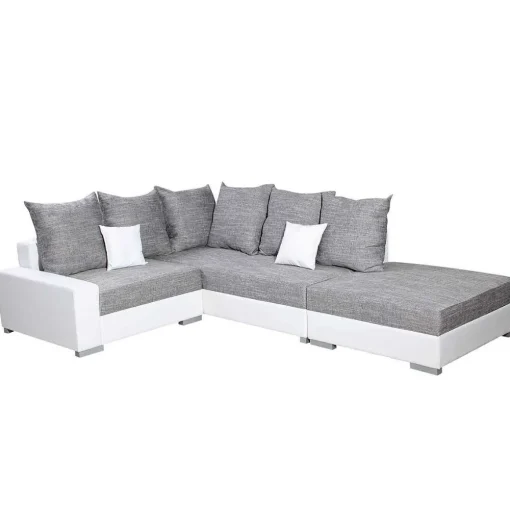 * Canapés D'Angle>Sonia Ad Conv Tissu Gris Lawa5 Pvc Blanc