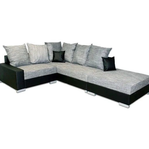 * Canapés D'Angle>Sonia Ad Tissu Gris Lawa 5 Pvc Noir