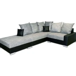 * Canapés D'Angle></noscript>Sonia Ag Tissu Gris Lawa 5 Pvc Noir