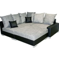 * Canapés D'Angle></noscript>Sonia Ag Tissu Gris Lawa 5 Pvc Noir