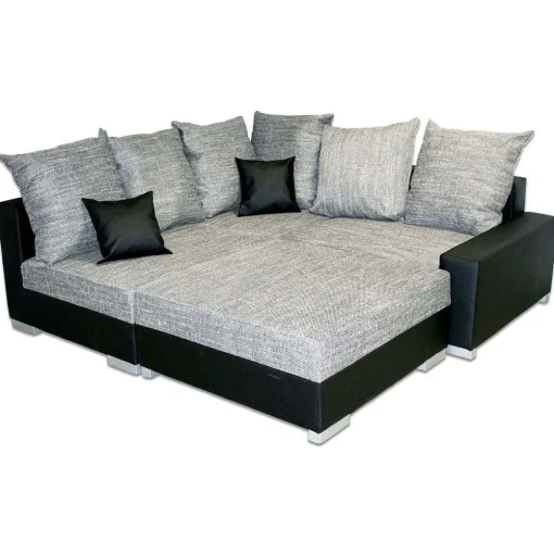 * Canapés D'Angle>Sonia Ag Tissu Gris Lawa 5 Pvc Noir