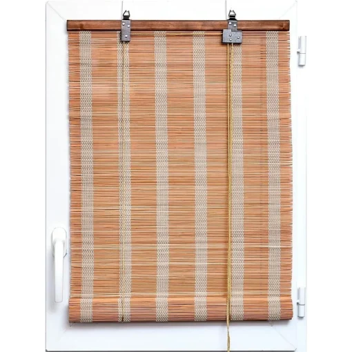maxibazar Store Enrouleur Baguettes Bambou 150X180Cm Naturel Blanc- Stores
