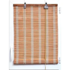 maxibazar Store Enrouleur Baguettes Bambou 120X180Cm Naturel Blanc- Stores
