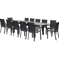 Hespéride Tables De Jardin></noscript>Table Allure Aluminium Muscade Graphite 12 Places