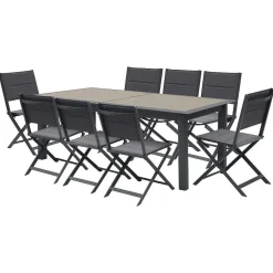 Hespéride Tables De Jardin></noscript>Table Allure Aluminium Muscade Graphite 12 Places