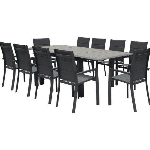 Hespéride Tables De Jardin>Table Allure Aluminium Muscade Graphite 10 Places