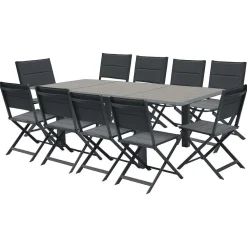 Hespéride Tables De Jardin></noscript>Table Allure Aluminium Muscade Graphite 10 Places