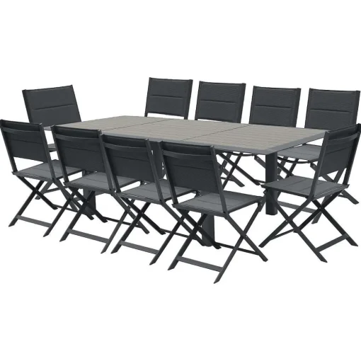 Hespéride Tables De Jardin>Table Allure Aluminium Muscade Graphite 10 Places