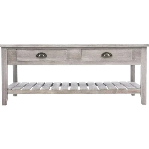 Atmosphera Tables Basses>Table Basse Bois Campagne 2 Tiroirs