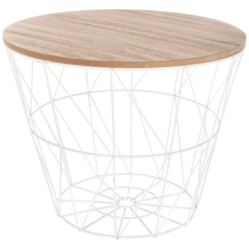 Atmosphera Bouts De Canapé>Table Cafe Metal Blanc Kumi D.38X30.5Cm