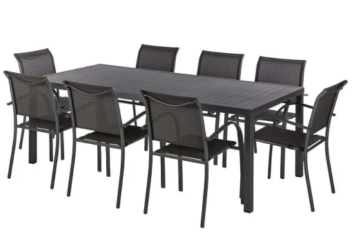 Hespéride Tables De Jardin>Table Piazza Fixe Rectangle Aluminium Graphite 8 Places