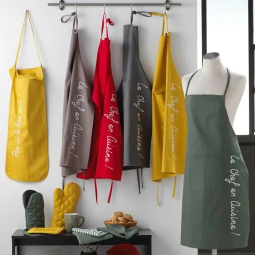 maxibazar Tablier Et Poche 60X84 Cm Coton Cuistot Jaune- Tabliers Et Accessoires