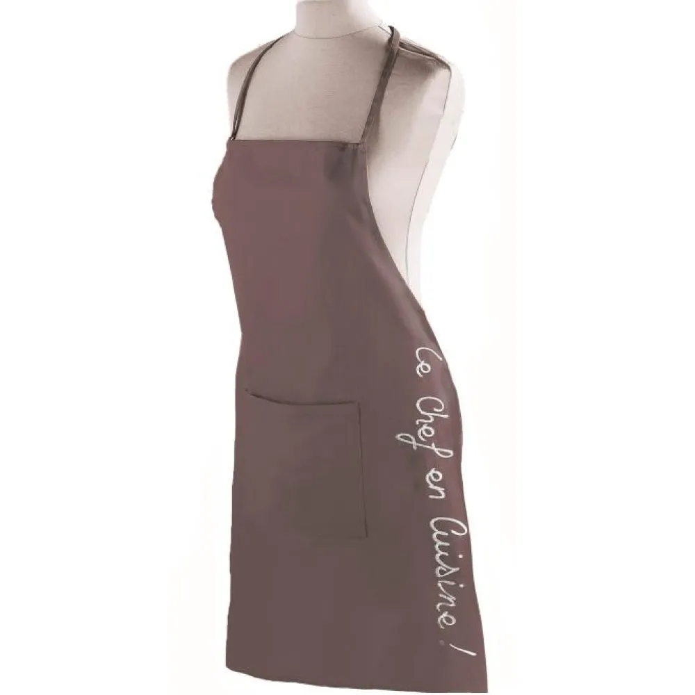 maxibazar Tablier Poche 60X84 Cm Coton Cuistot Taupe- Tabliers Et Accessoires