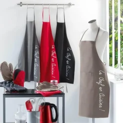 maxibazar Tablier Poche 60X84 Cm Coton Cuistot Taupe- Tabliers Et Accessoires