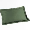 maxibazar Taie D Oreiller Volant Plat 50X70Cm Uni 57 Fils Lina Kaki- Taies D'Oreillers Et De Traversins