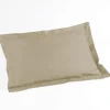 maxibazar Taie D Oreiller Volant Plat 50X70Cm Uni 57 Fils Lina Lin- Taies D'Oreillers Et De Traversins