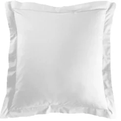 maxibazar Taie D Oreiller Volant Plat 63X63Cm Lina Blanche- Taies D'Oreillers Et De Traversins