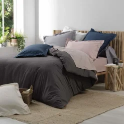 maxibazar Taie D Oreiller Vp 50 X 70 Cm Percale Uni 78 Fils Bleu- Taies D'Oreillers Et De Traversins